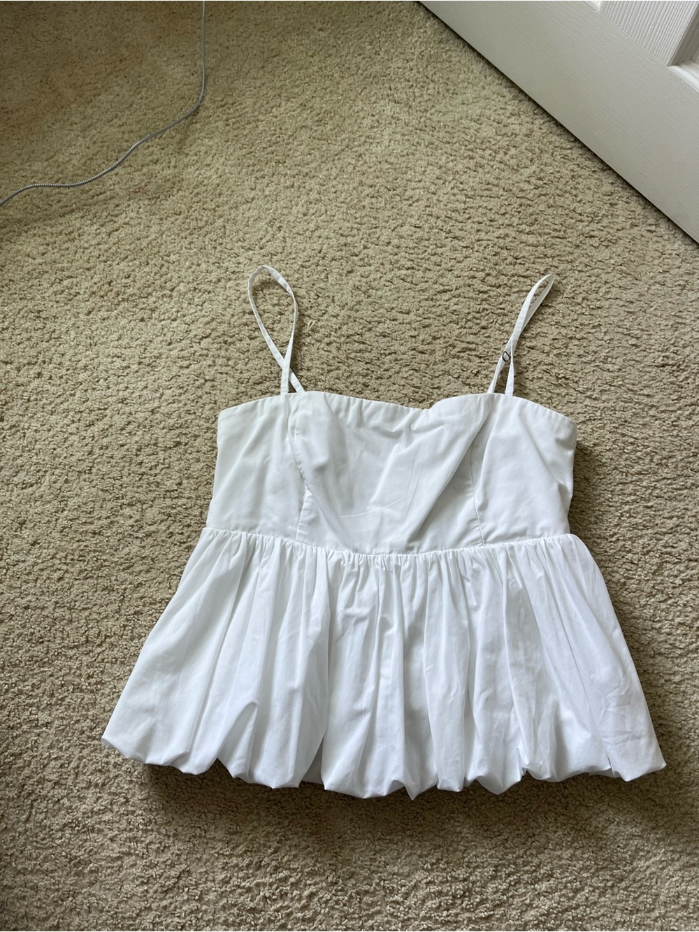 Abercrombie & Fitch White Spaghetti Strap Peplum Camisole